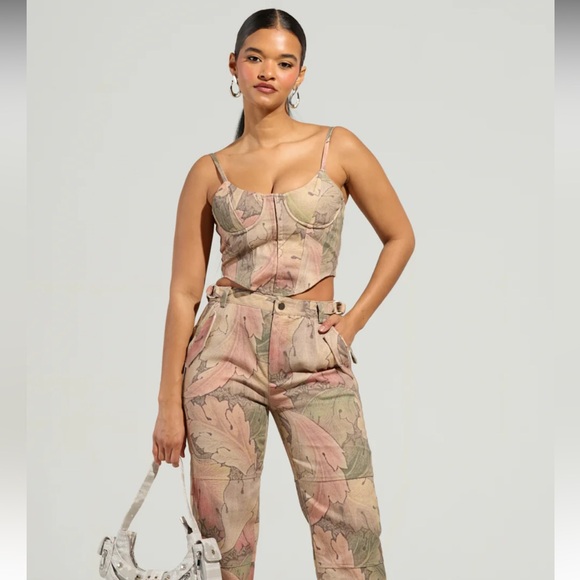 Printed Denim Corset Top - Picture 5 of 5